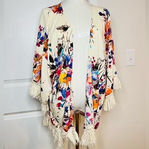 Umgee Floral Fringe Kimono Sz S